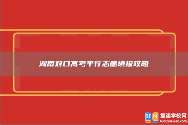 湖南对口高考平行志愿填报攻略